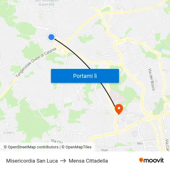 Misericordia San Luca to Mensa Cittadella map