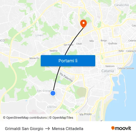 Grimaldi San Giorgio to Mensa Cittadella map