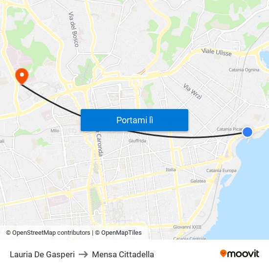 Lauria De Gasperi to Mensa Cittadella map