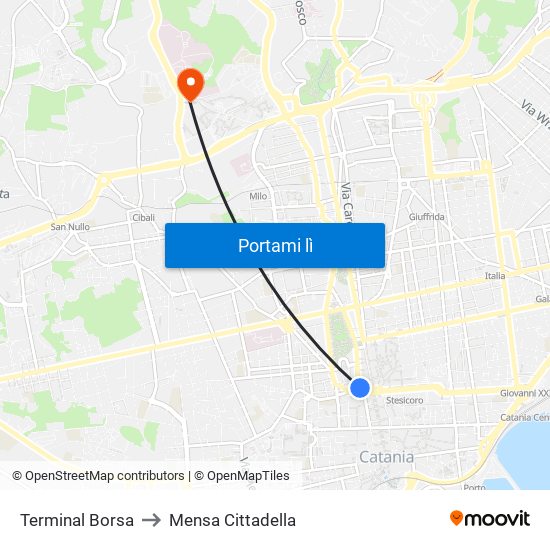 Terminal Borsa to Mensa Cittadella map