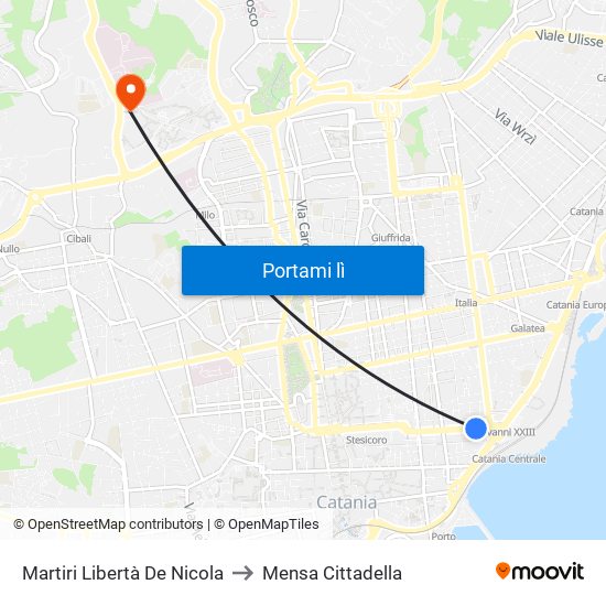 Martiri Libertà De Nicola to Mensa Cittadella map