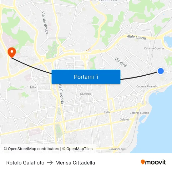 Rotolo Galatioto to Mensa Cittadella map