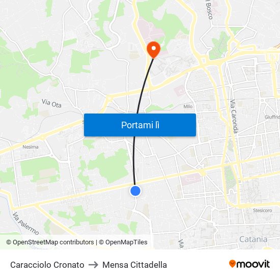 Caracciolo Cronato to Mensa Cittadella map