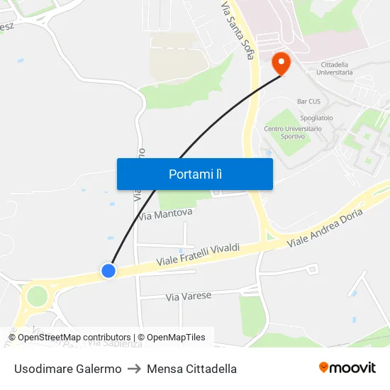 Usodimare Galermo to Mensa Cittadella map