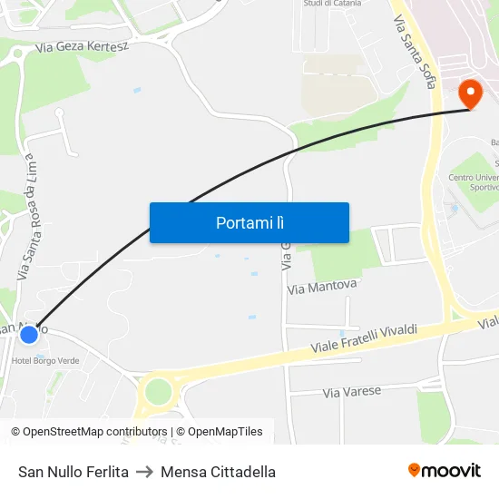 San Nullo Ferlita to Mensa Cittadella map
