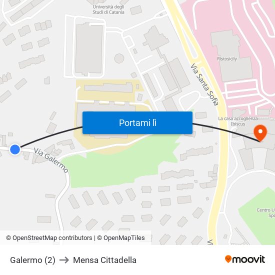 Galermo (2) to Mensa Cittadella map