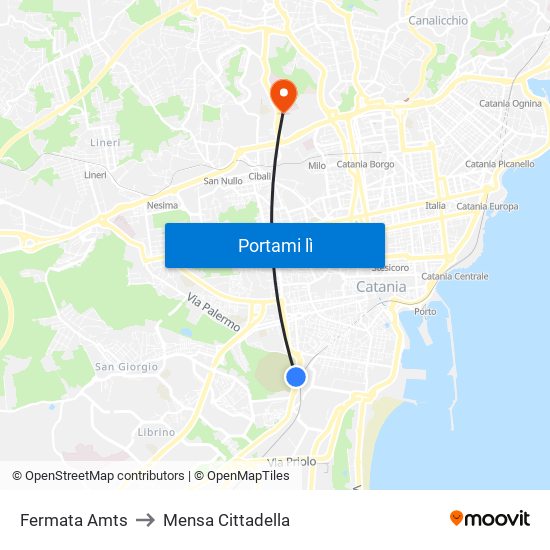 Fermata Amts to Mensa Cittadella map