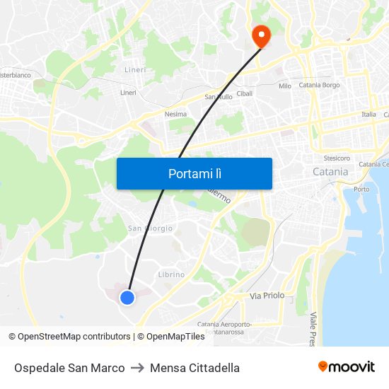 Ospedale San Marco to Mensa Cittadella map