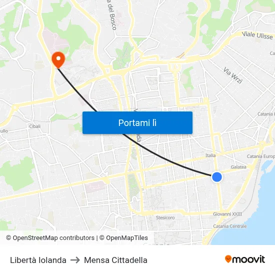 Libertà Iolanda to Mensa Cittadella map