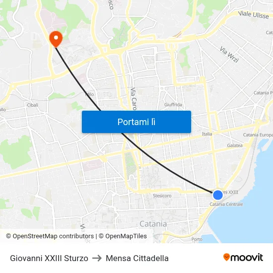 Giovanni XXIII Sturzo to Mensa Cittadella map