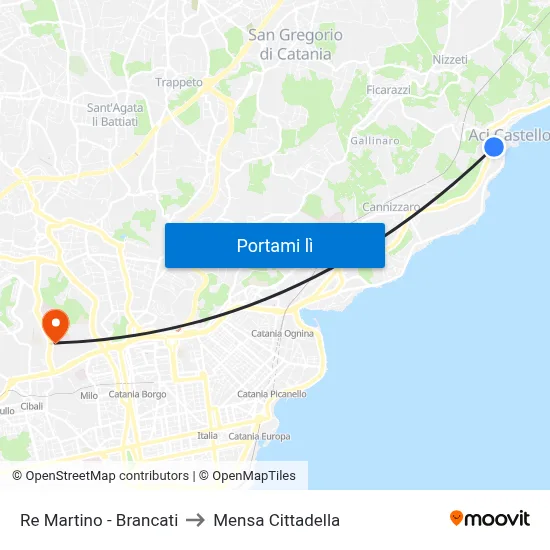 Re Martino - Brancati to Mensa Cittadella map
