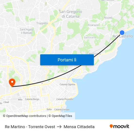 Re Martino - Torrente Ovest to Mensa Cittadella map