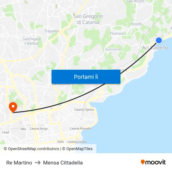Re Martino to Mensa Cittadella map