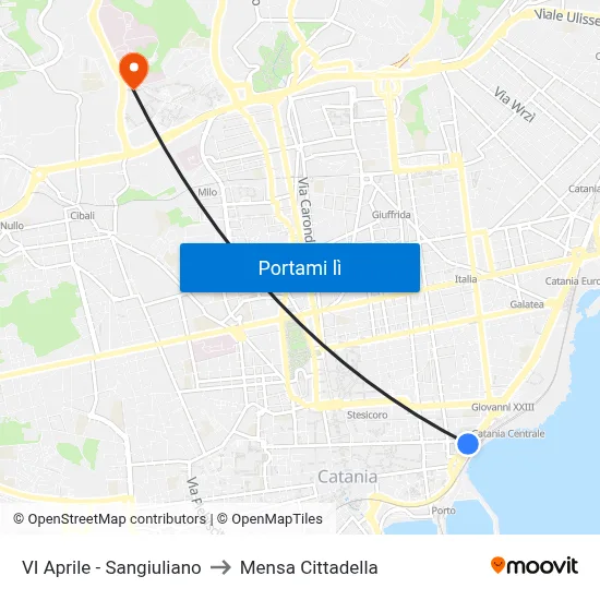 VI Aprile - Sangiuliano to Mensa Cittadella map