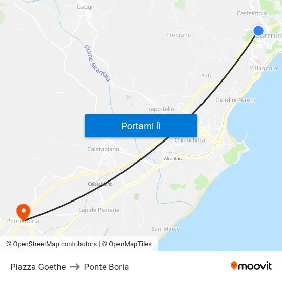 Piazza Goethe to Ponte Boria map