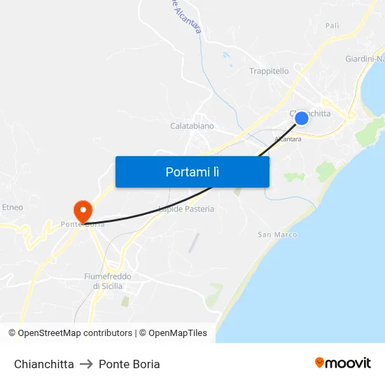 Chianchitta to Ponte Boria map