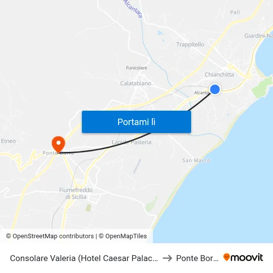 Consolare Valeria (Hotel Caesar Palace) to Ponte Boria map