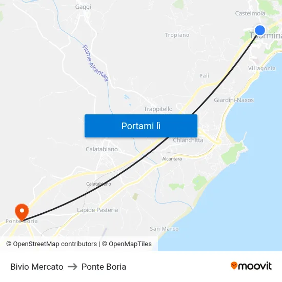 Bivio Mercato to Ponte Boria map