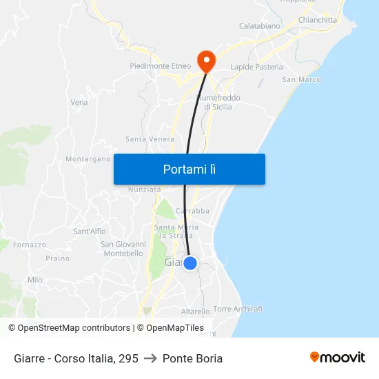 Giarre - Corso Italia, 295 to Ponte Boria map