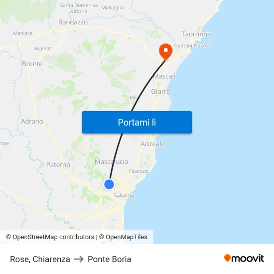 Rose, Chiarenza to Ponte Boria map