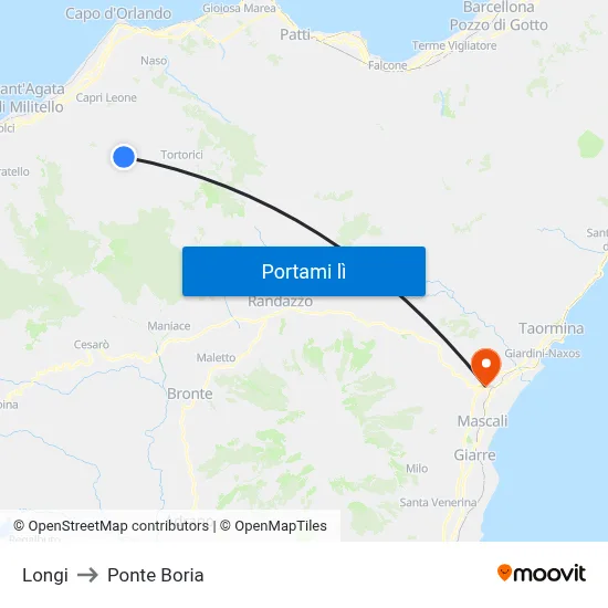 Longi to Ponte Boria map