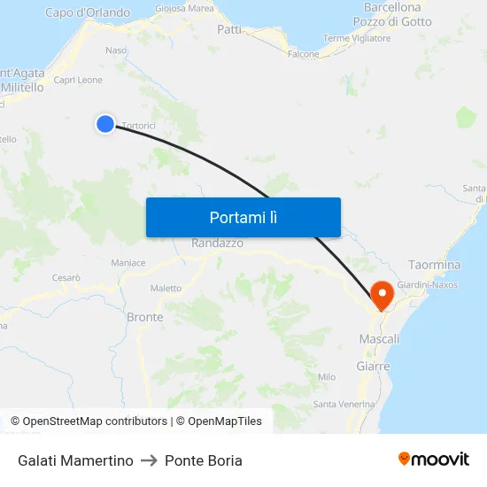 Galati Mamertino to Ponte Boria map