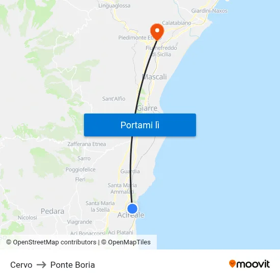 Cervo to Ponte Boria map