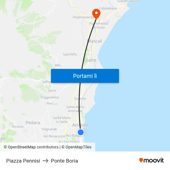 Piazza Pennisi to Ponte Boria map