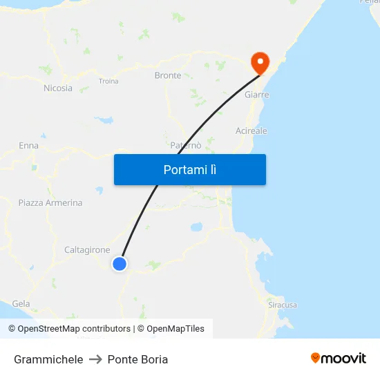 Grammichele to Ponte Boria map