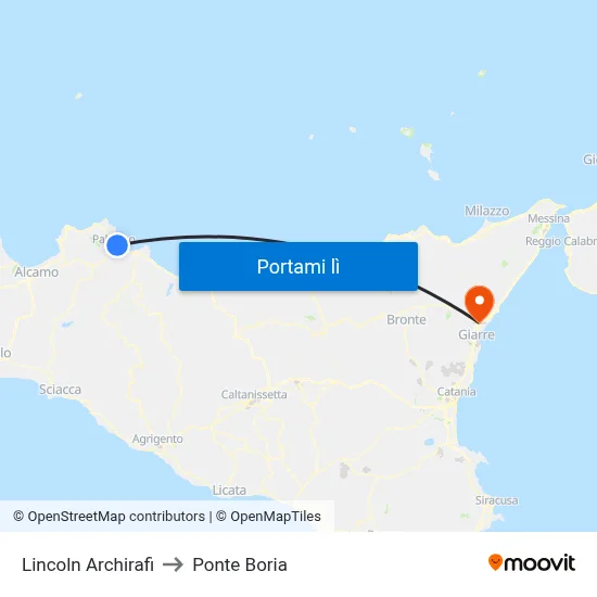 Lincoln Archirafi to Ponte Boria map