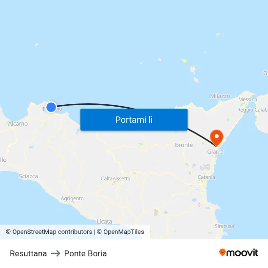 Resuttana to Ponte Boria map