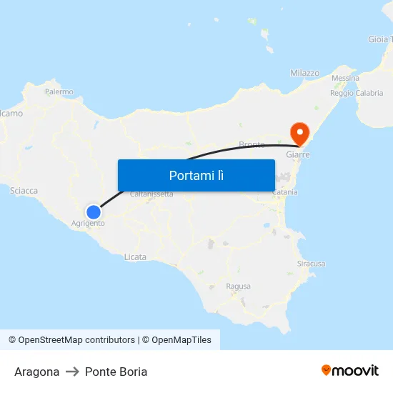 Aragona to Ponte Boria map