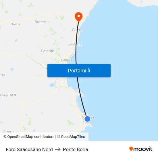 Foro Siracusano Nord to Ponte Boria map
