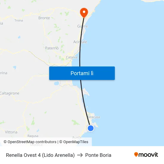 Renella Ovest 4 (Lido Arenella) to Ponte Boria map