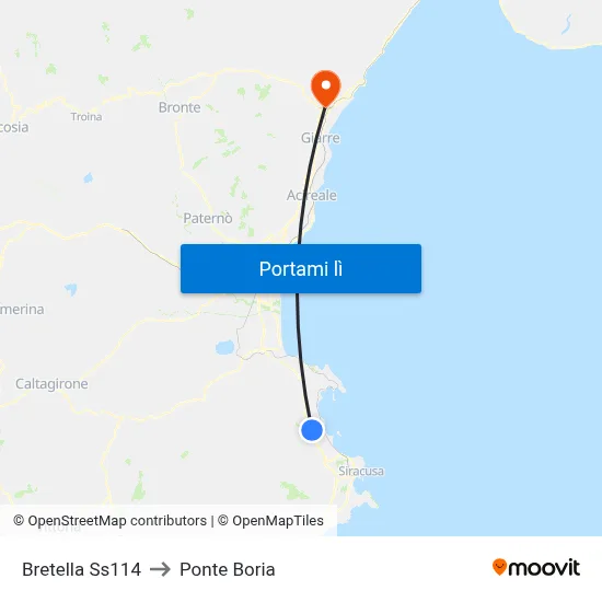 Bretella Ss114 to Ponte Boria map