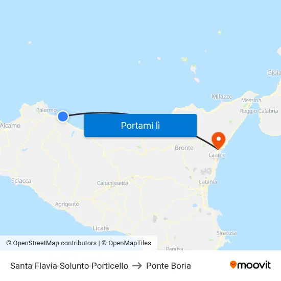 Santa Flavia-Solunto-Porticello to Ponte Boria map