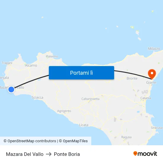 Mazara Del Vallo to Ponte Boria map