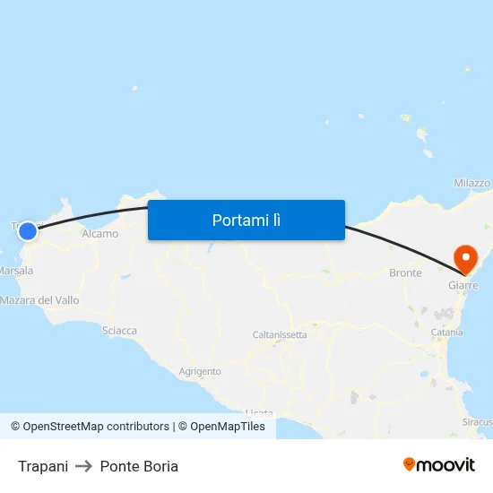 Trapani to Ponte Boria map