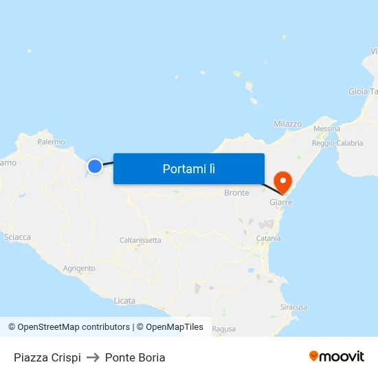 Piazza Crispi to Ponte Boria map