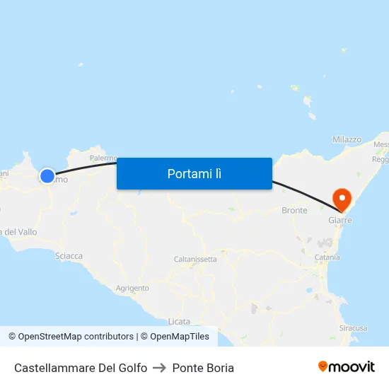 Castellammare Del Golfo to Ponte Boria map