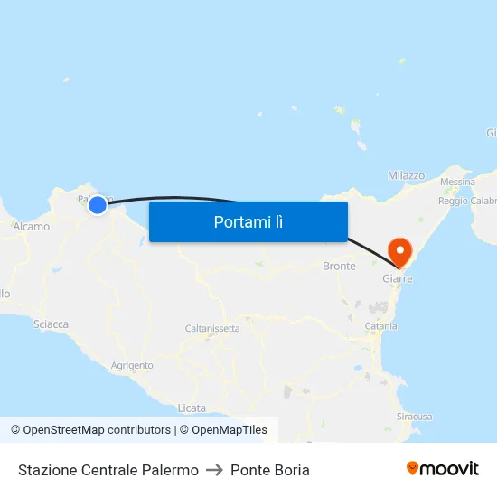 Stazione Centrale Palermo to Ponte Boria map