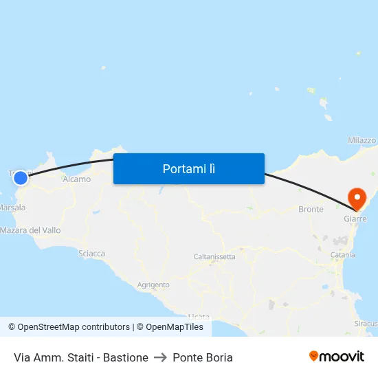 Via Amm. Staiti - Bastione to Ponte Boria map