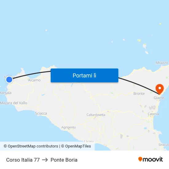 Corso Italia 77 to Ponte Boria map