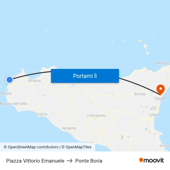 Piazza Vittorio Emanuele to Ponte Boria map