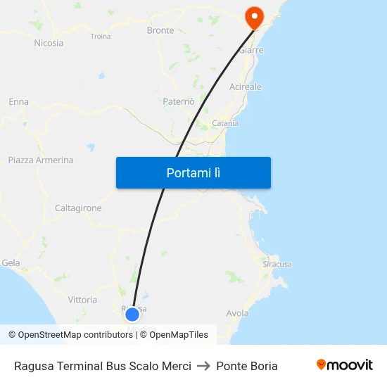 Ragusa Terminal Bus Scalo Merci to Ponte Boria map