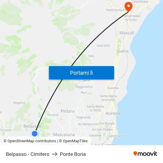 Belpasso - Cimitero to Ponte Boria map