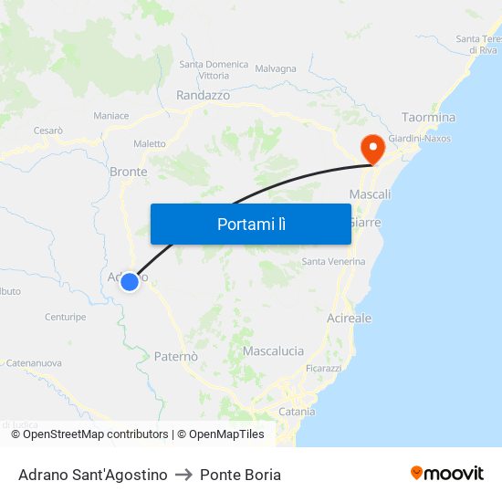 Adrano Sant'Agostino to Ponte Boria map