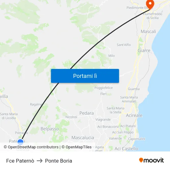 Stazione Paternò to Ponte Boria map