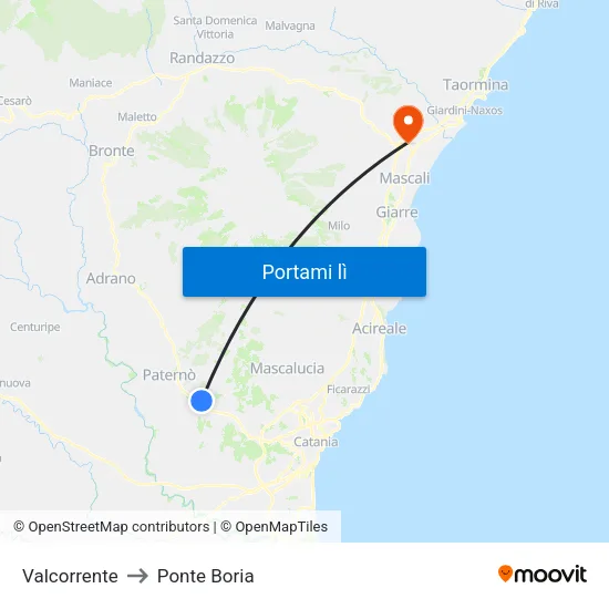 Valcorrente to Ponte Boria map