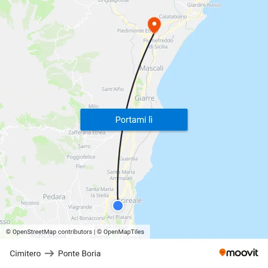 Cimitero to Ponte Boria map